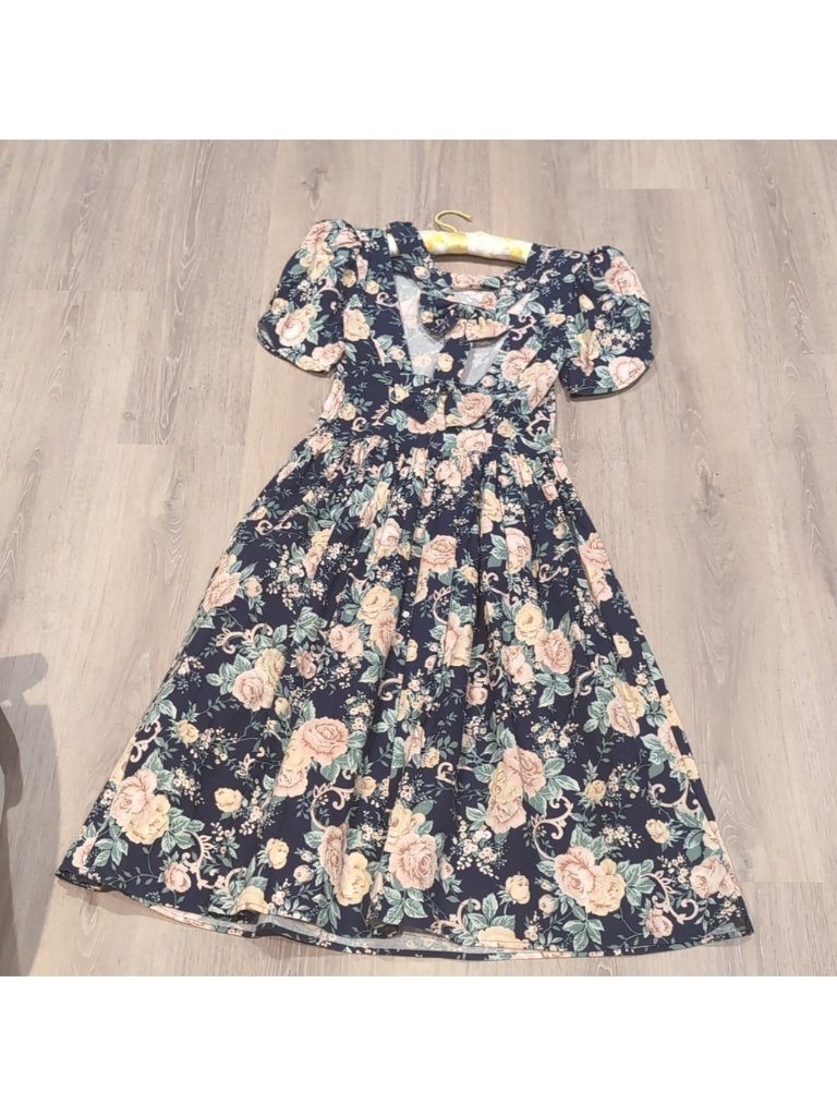 Shabby Laura Ashley Chic Floral Vintage Dream Dress With Bow Back